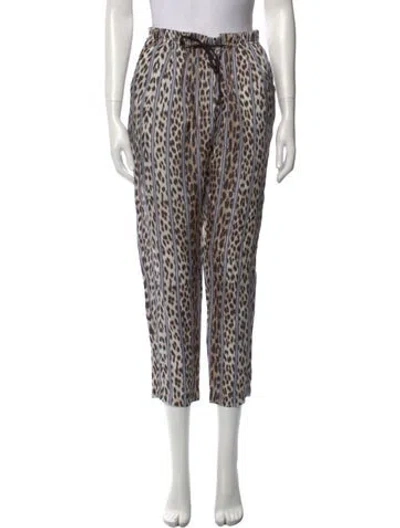 Pre-owned Giada Forte Animal Print Straight Leg Pants In Multi