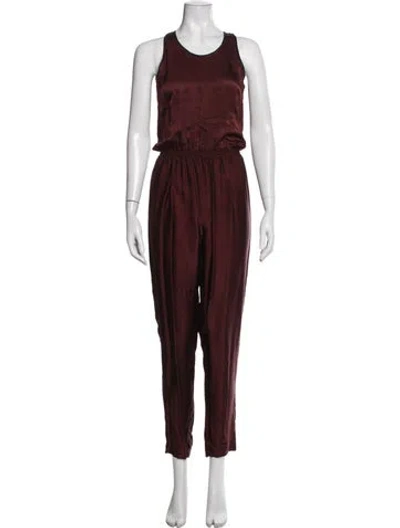 Pre-owned Giada Forte Crew Neck Jumpsuit In Burgundy