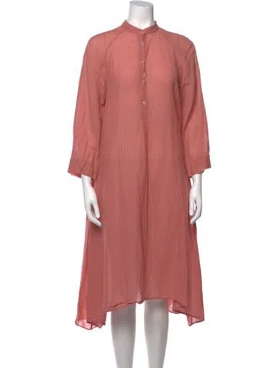 Pre-owned Giada Forte Crew Neck Midi Length Dress In Pink