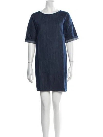 Pre-owned Giada Forte Crew Neck Mini Dress In Blue