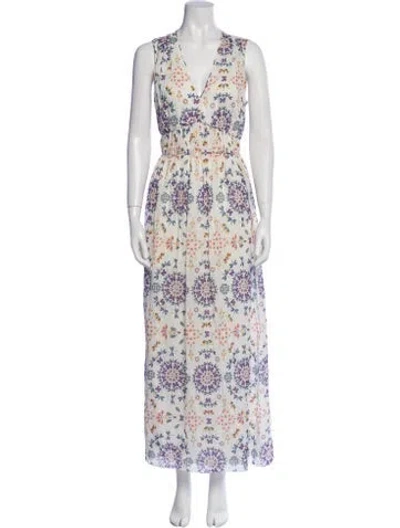 Pre-owned Giada Forte Floral Print Long Dress In Neutral