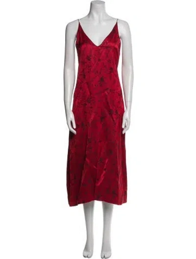Pre-owned Giada Forte Floral Print Long Dress In Red