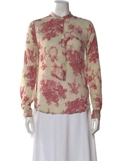 Pre-owned Giada Forte Floral Print Long Sleeve Blouse In Multi
