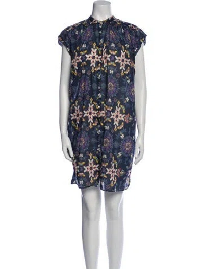 Pre-owned Giada Forte Floral Print Mini Dress In Blue