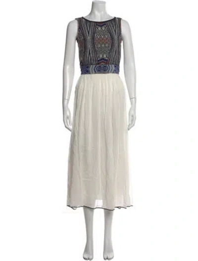 Pre-owned Giada Forte Graphic Print Long Dress In Neutral