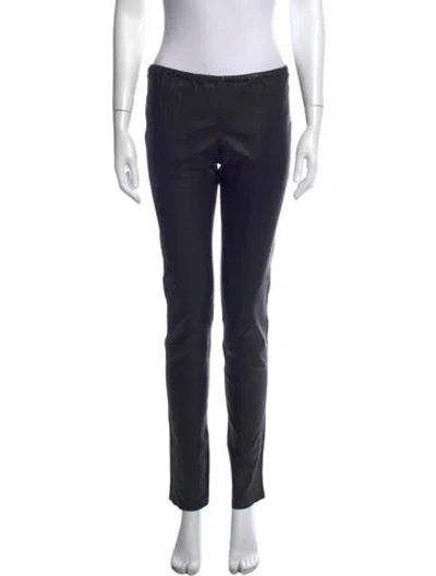 Pre-owned Giada Forte Leather Skinny Leg Pants In Blue