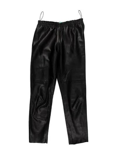 Pre-owned Giada Forte Leather Straight Leg Pants W/ Tags In Black