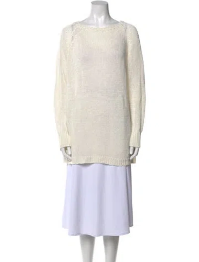 Pre-owned Giada Forte Linen Bateau Neckline Sweater In Neutral