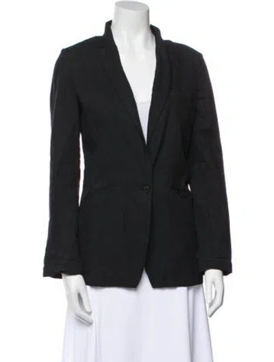 Pre-owned Giada Forte Linen Blazer In Black