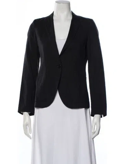 Pre-owned Giada Forte Linen Blazer In Black