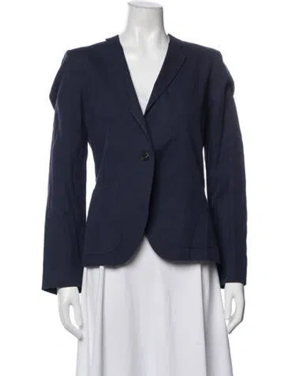 Pre-owned Giada Forte Linen Blazer In Blue