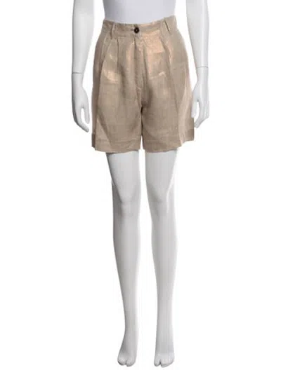 Pre-owned Giada Forte Linen Mini Shorts In Neutrals