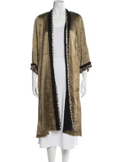 Pre-owned Giada Forte Linen Printed Coat In Neutral