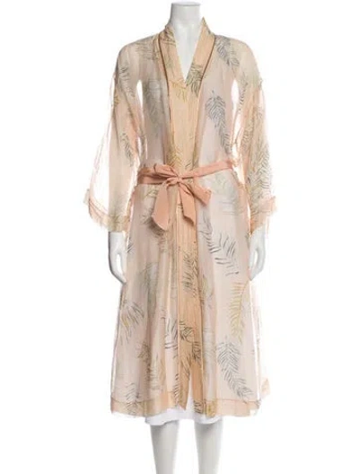 Pre-owned Giada Forte Linen Printed Robe In Neutral