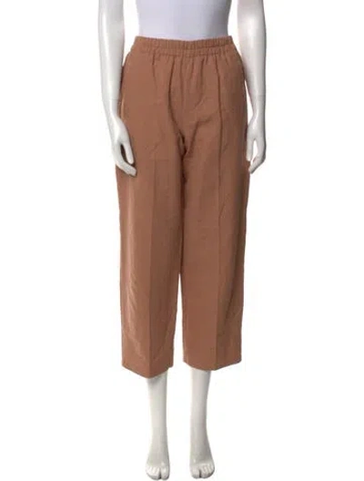 Pre-owned Giada Forte Linen Straight Leg Pants In Neutral