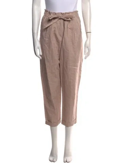 Pre-owned Giada Forte Linen Straight Leg Pants In Neutral