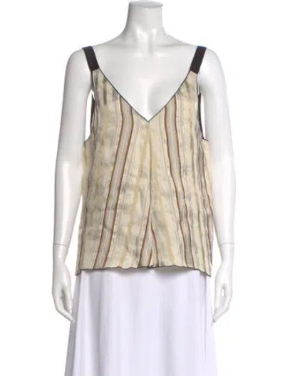 Pre-owned Giada Forte Linen Striped Top In Neutral