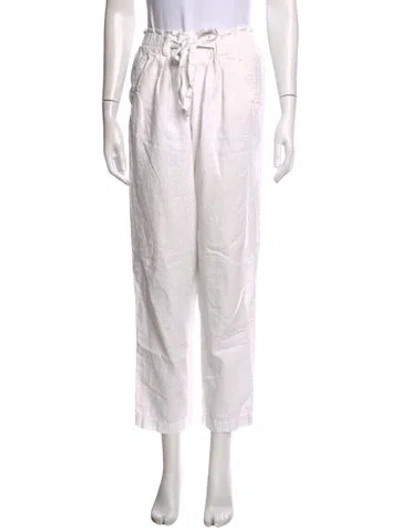 Pre-owned Giada Forte Linen Wide Leg Pants In White