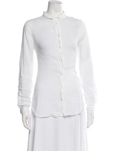 Pre-owned Giada Forte Long Sleeve Blouse In White