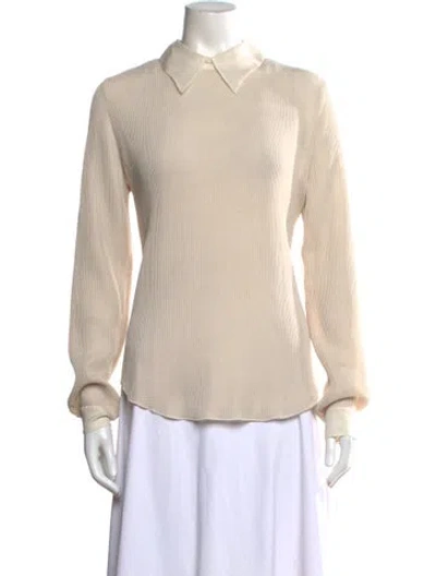 Pre-owned Giada Forte Long Sleeve Button-up Top In Neutrals
