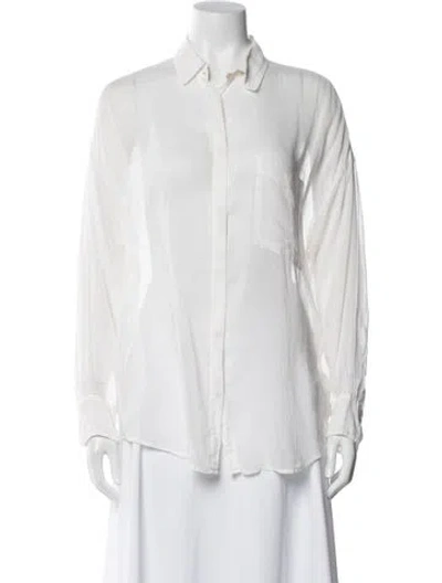 Pre-owned Giada Forte Long Sleeve Button-up Top In White