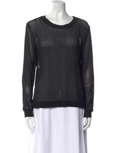 Pre-owned Giada Forte Nylon Scoop Neck Top In Black