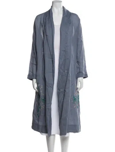 Pre-owned Giada Forte Pleated Accents Robe In Blue