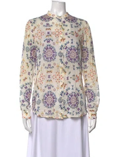 Pre-owned Giada Forte Printed Long Sleeve Top In Neutrals