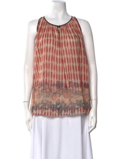 Pre-owned Giada Forte Printed Scoop Neck Top In Multicolor