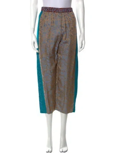 Pre-owned Giada Forte Printed Straight Leg Pants In Blue