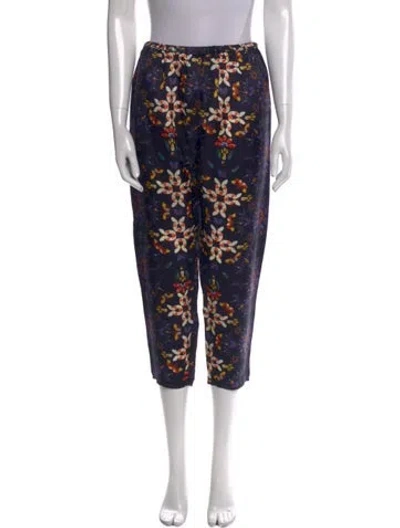 Pre-owned Giada Forte Printed Straight Leg Pants In Purple