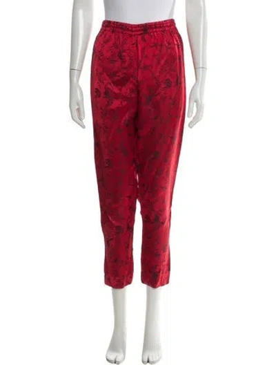 Pre-owned Giada Forte Printed Straight Leg Pants W/ Tags In Red