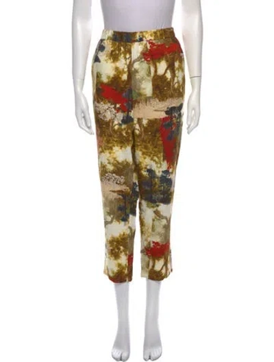 Pre-owned Giada Forte Printed Straight Leg Pants In Yellow