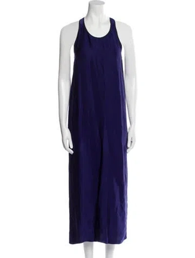 Pre-owned Giada Forte Scoop Neck Long Dress In Blue