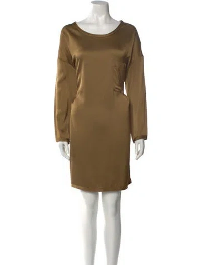Pre-owned Giada Forte Scoop Neck Mini Dress W/ Tags In Brown