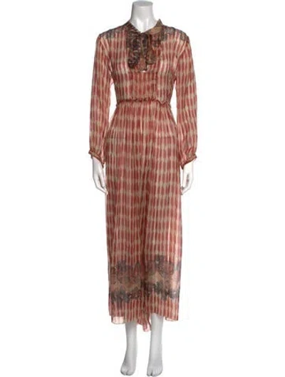 Pre-owned Giada Forte Silk Long Dress In Red