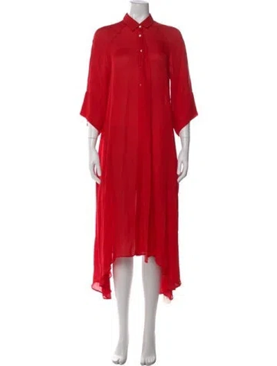 Pre-owned Giada Forte Silk Midi Length Dress In Red