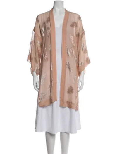 Pre-owned Giada Forte Silk Printed Coat In Pink