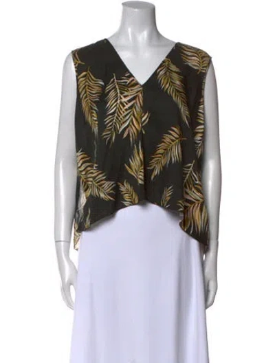 Pre-owned Giada Forte Silk Printed Crop Top In Black