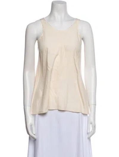 Pre-owned Giada Forte Silk Scoop Neck Top In Neutral