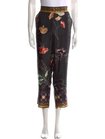 Pre-owned Giada Forte Silk Straight Leg Pants In Black