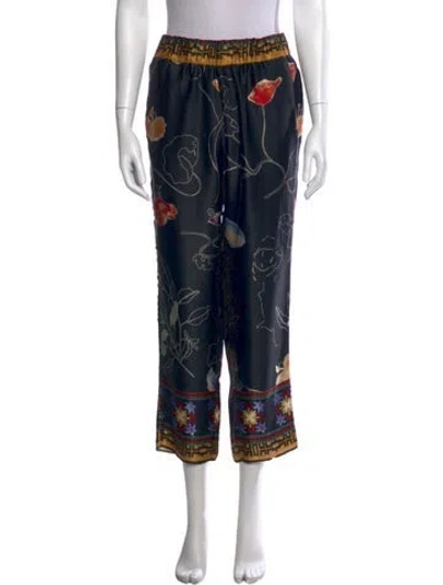 Pre-owned Giada Forte Silk Wide Leg Pants In Black