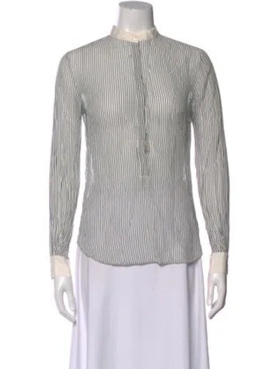 Pre-owned Giada Forte Striped Long Sleeve Blouse In Multi