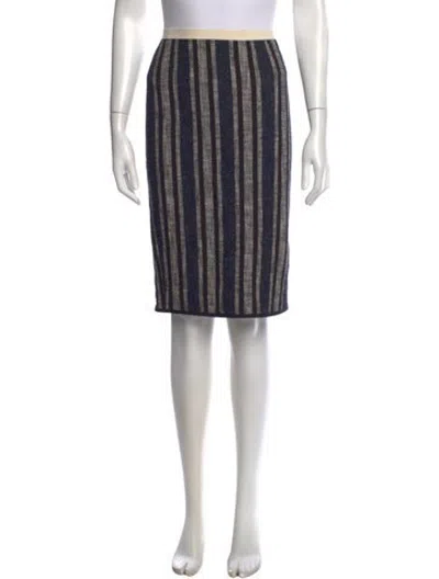 Pre-owned Giada Forte Striped Midi Length Skirt In Blue
