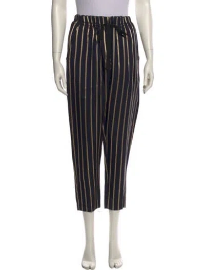 Pre-owned Giada Forte Striped Straight Leg Pants In Blue