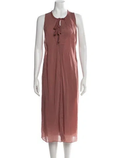 Pre-owned Giada Forte Tie Neck Midi Length Dress In Pink