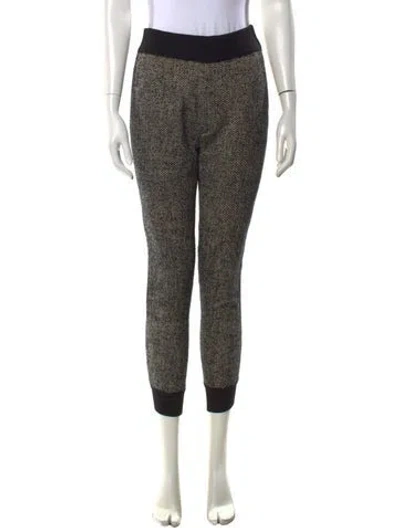 Pre-owned Giada Forte Tweed Pattern Straight Leg Pants In Black
