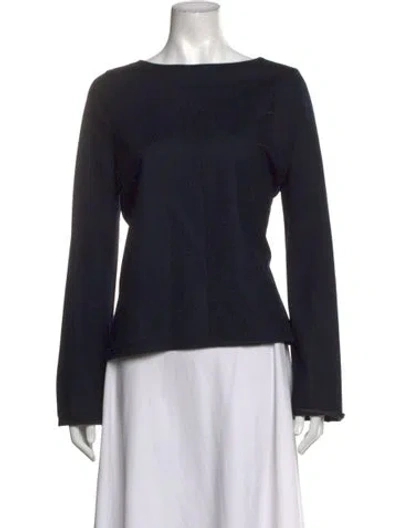 Pre-owned Giada Forte Virgin Wool Bateau Neckline Top In Black