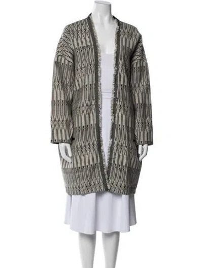 Pre-owned Giada Forte Virgin Wool Patterned Jacket In White