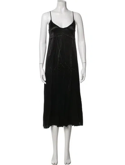 Pre-owned Giada Forte V-neck Midi Length Dress In Black